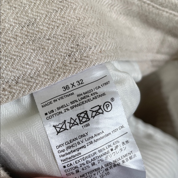 Banana Republic - Linen Blend Tailored Fit Preppy Ankle Pants - Cream - 36x32 - Picture 13 of 13